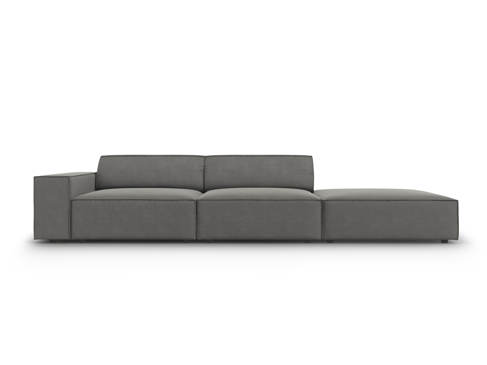 Micadoni Jodie Sofa  Højre    Sæder Grå Fløjl Og Sort Plast