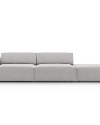 Micadoni Jodie Sofa  Højre    Sæder Grå Stof Og Sort Plast