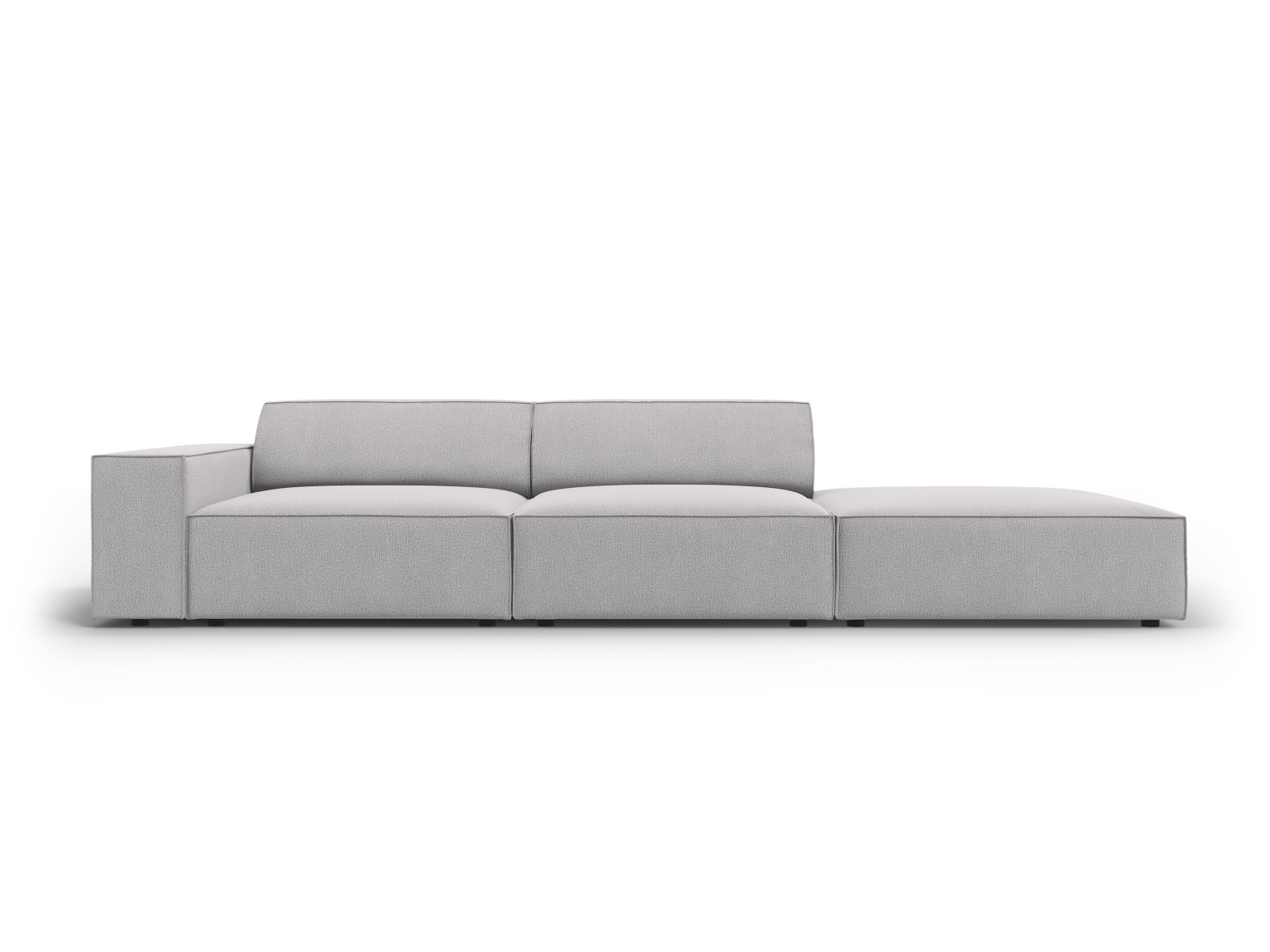 Micadoni Jodie Sofa  Højre    Sæder Grå Stof Og Sort Plast