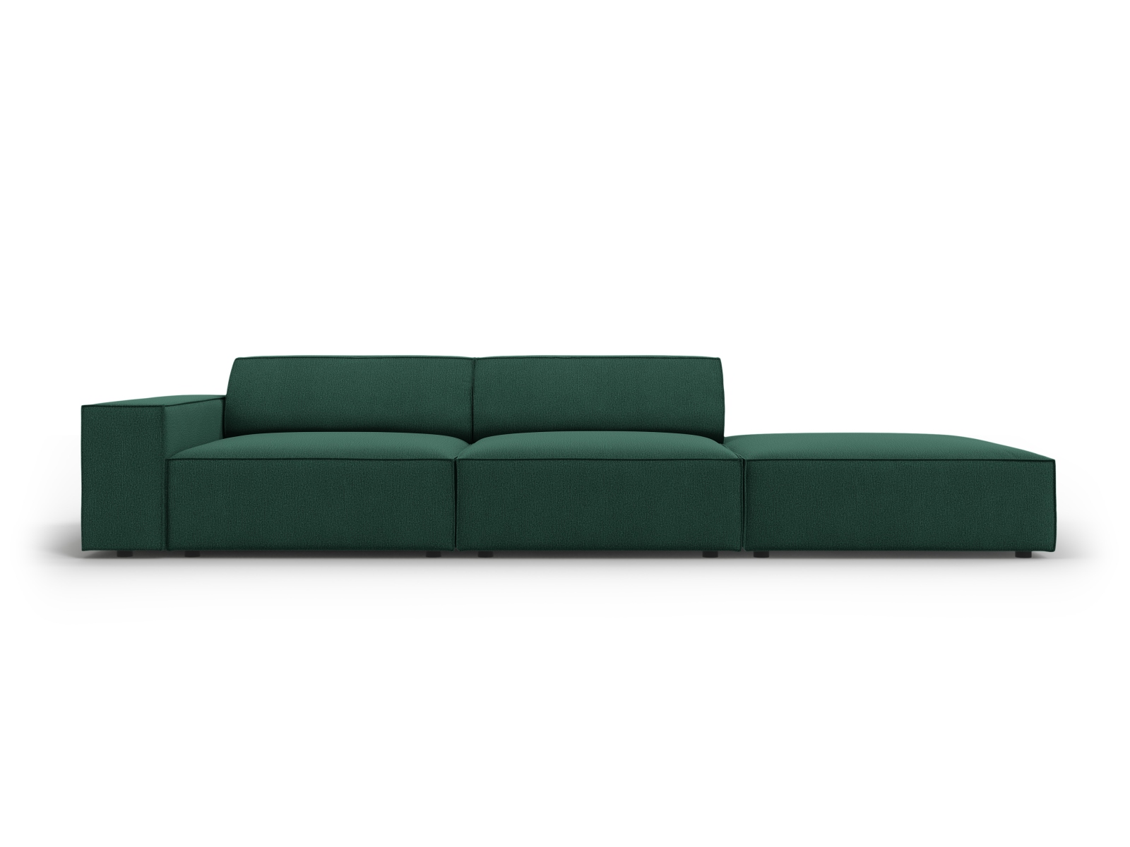 Micadoni Jodie Sofa  Højre    Sæder Grøn Stof Og Sort Plast