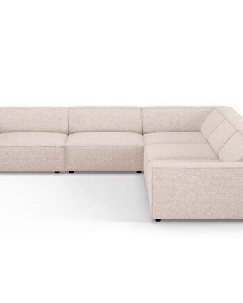 Micadoni Jodie Symmetrisk   Pers  Hjørnesofa Beige Bouclé Stof Og Sort Plast
