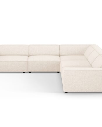 Micadoni Jodie Symmetrisk   Pers  Hjørnesofa Beige Bouclé Stof Og Sort Plast