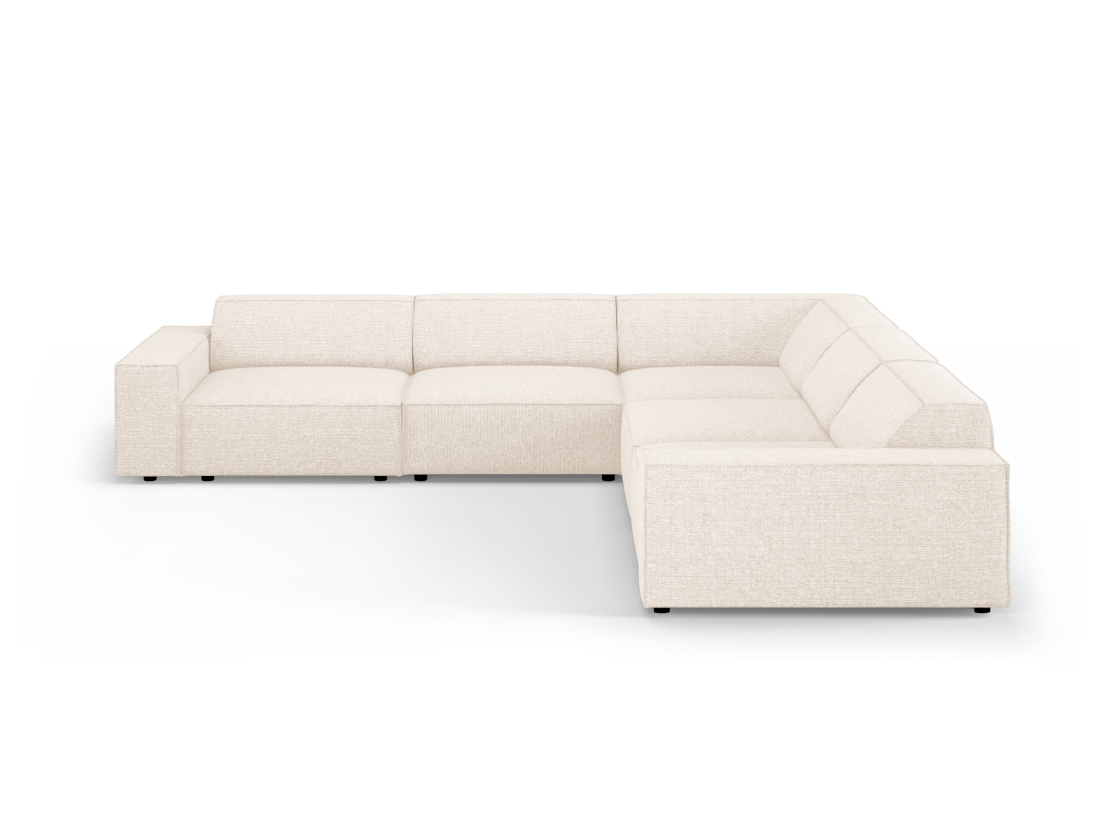 Micadoni Jodie Symmetrisk   Pers  Hjørnesofa Beige Bouclé Stof Og Sort Plast