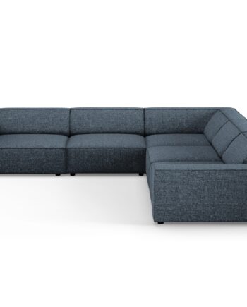Micadoni Jodie Symmetrisk   Pers  Hjørnesofa Blå Bouclé Stof Og Sort Plast