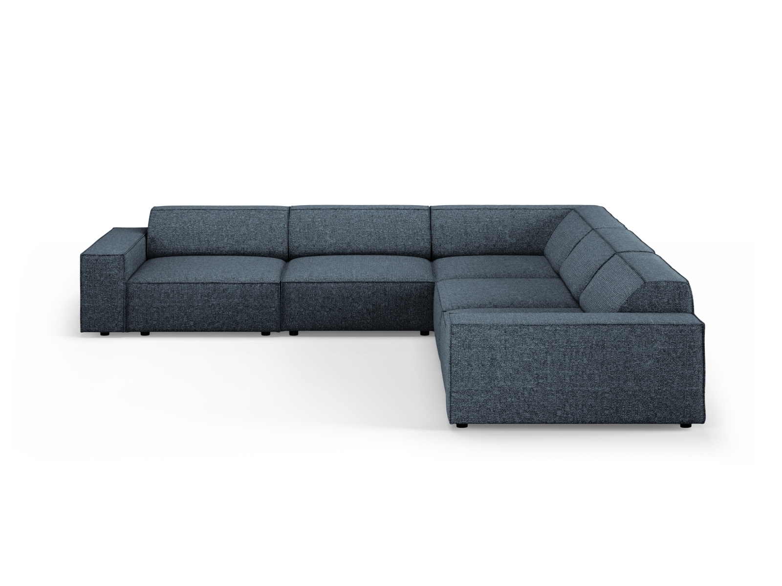 Micadoni Jodie Symmetrisk   Pers  Hjørnesofa Blå Bouclé Stof Og Sort Plast