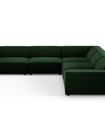 Micadoni Jodie Symmetrisk   Pers  Hjørnesofa Flaske Grøn Imiteret Fløjl Stof Og Sort Plast