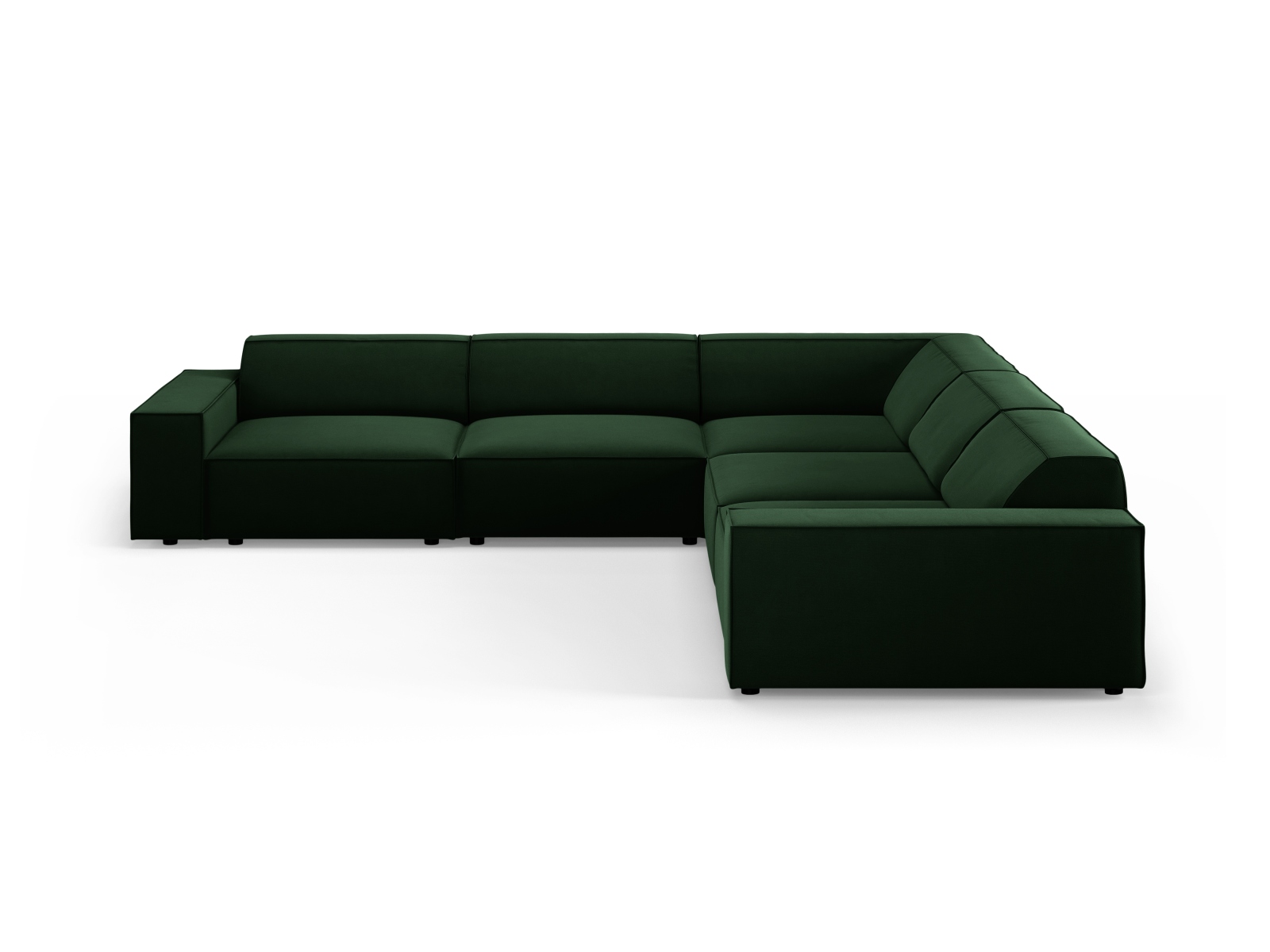 Micadoni Jodie Symmetrisk   Pers  Hjørnesofa Flaske Grøn Imiteret Fløjl Stof Og Sort Plast