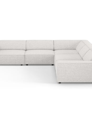 Micadoni Jodie Symmetrisk   Pers  Hjørnesofa Grå Bouclé Stof Og Sort Plast