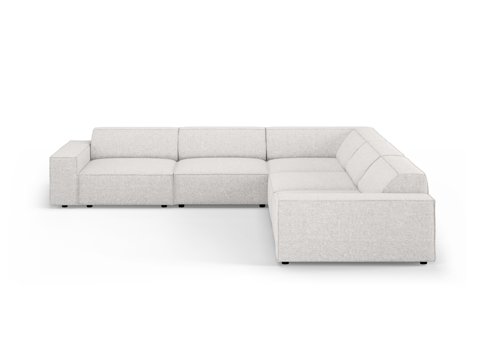 Micadoni Jodie Symmetrisk   Pers  Hjørnesofa Grå Bouclé Stof Og Sort Plast