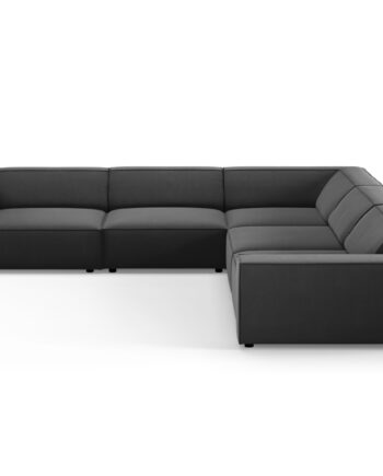 Micadoni Jodie Symmetrisk   Pers  Hjørnesofa Grå Imiteret Fløjl Stof Og Sort Plast