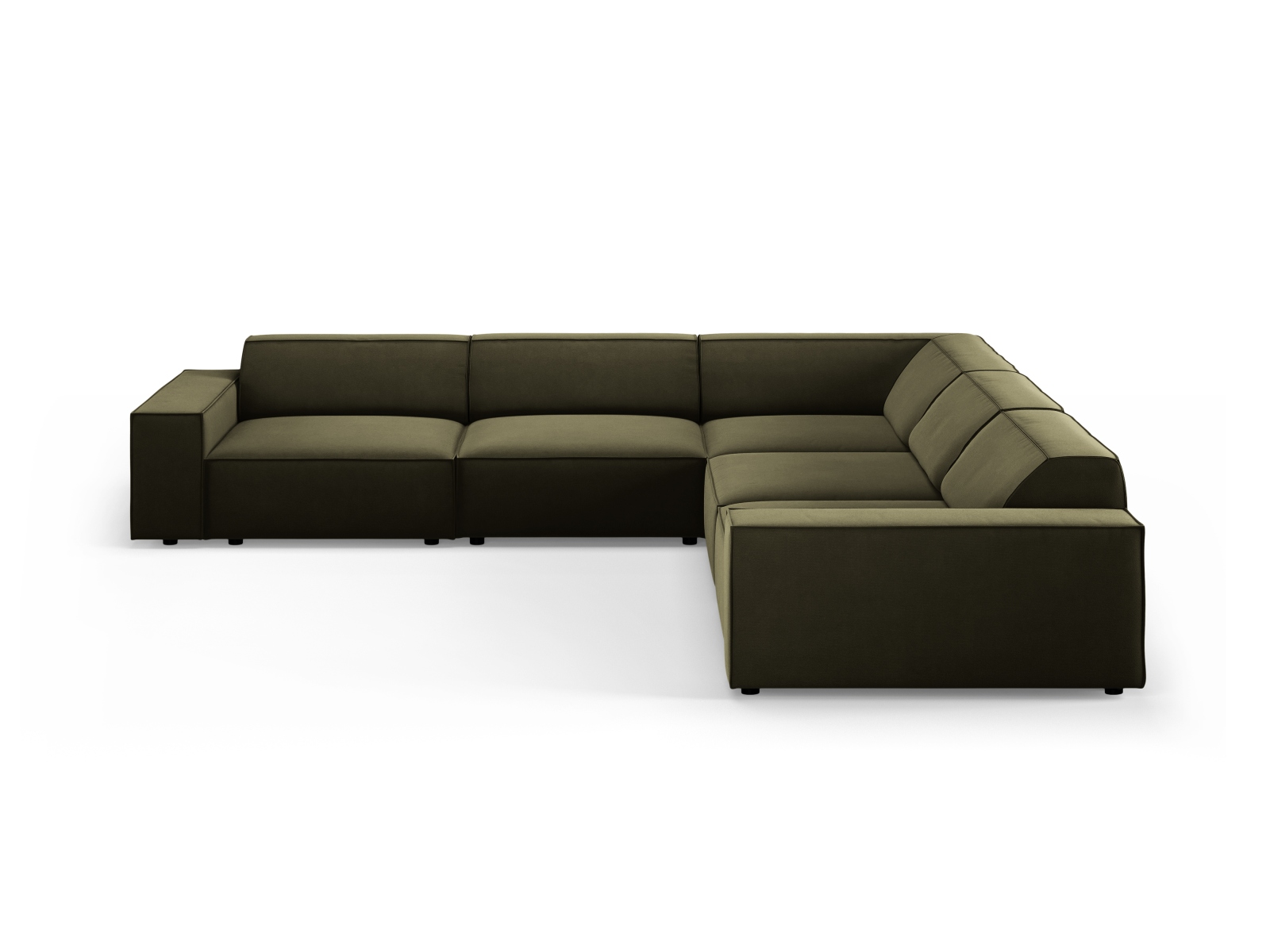 Micadoni Jodie Symmetrisk   Pers  Hjørnesofa Grøn Imiteret Fløjl Stof Og Sort Plast