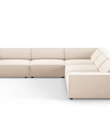 Micadoni  Jodie Symmetrisk   Pers  Hjørnesofa Lys Beige Imiteret Fløjl Stof Og Sort Plast