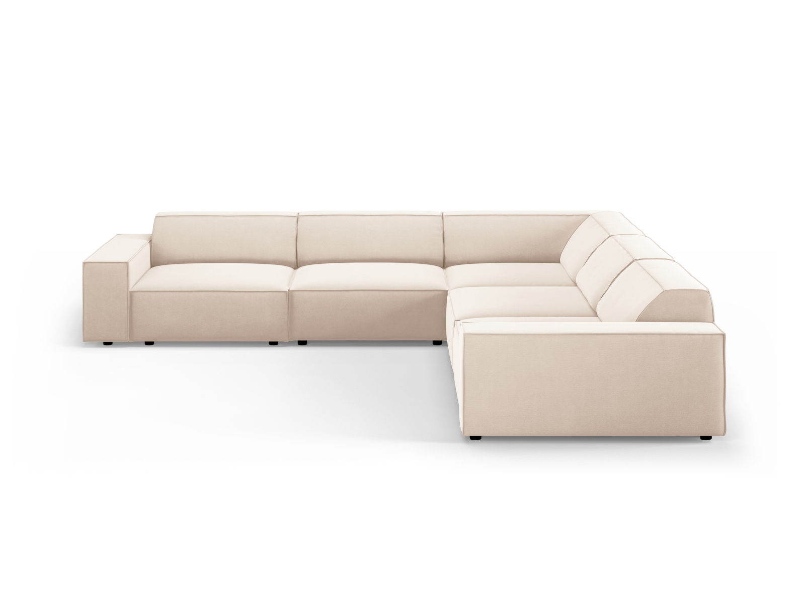 Micadoni  Jodie Symmetrisk   Pers  Hjørnesofa Lys Beige Imiteret Fløjl Stof Og Sort Plast