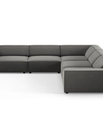 Micadoni Jodie Symmetrisk   Pers  Hjørnesofa Lysegrå Imiteret Fløjl Stof Og Sort Plast