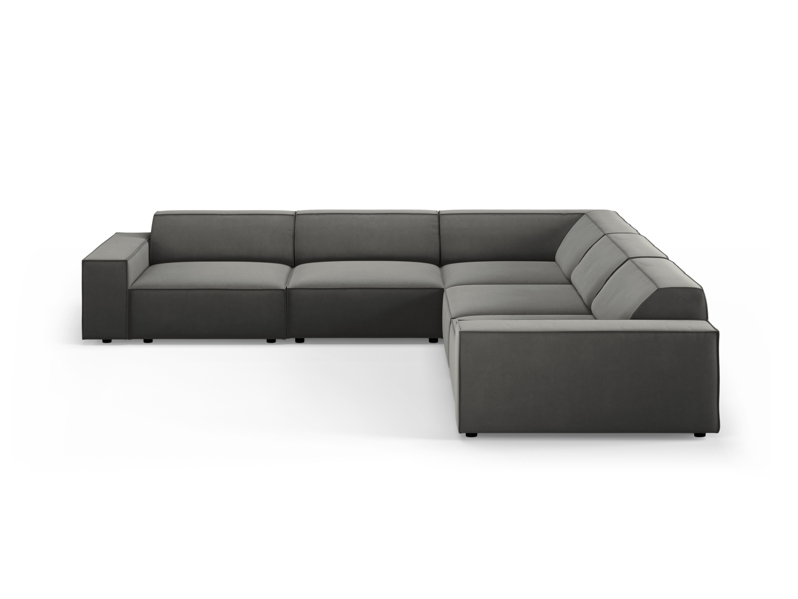 Micadoni Jodie Symmetrisk   Pers  Hjørnesofa Lysegrå Imiteret Fløjl Stof Og Sort Plast