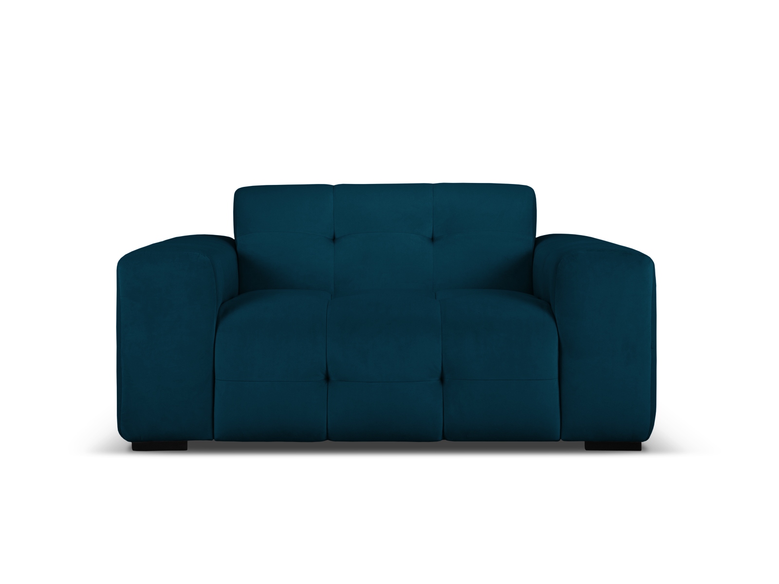 Micadoni Kendal Sofa    Sæder Blå Fløjl Og Sort Bøgetræ