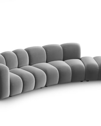 Micadoni Lupin Modul Sofa  Højre    Sæder Grå Fløjl Og Sort Plast