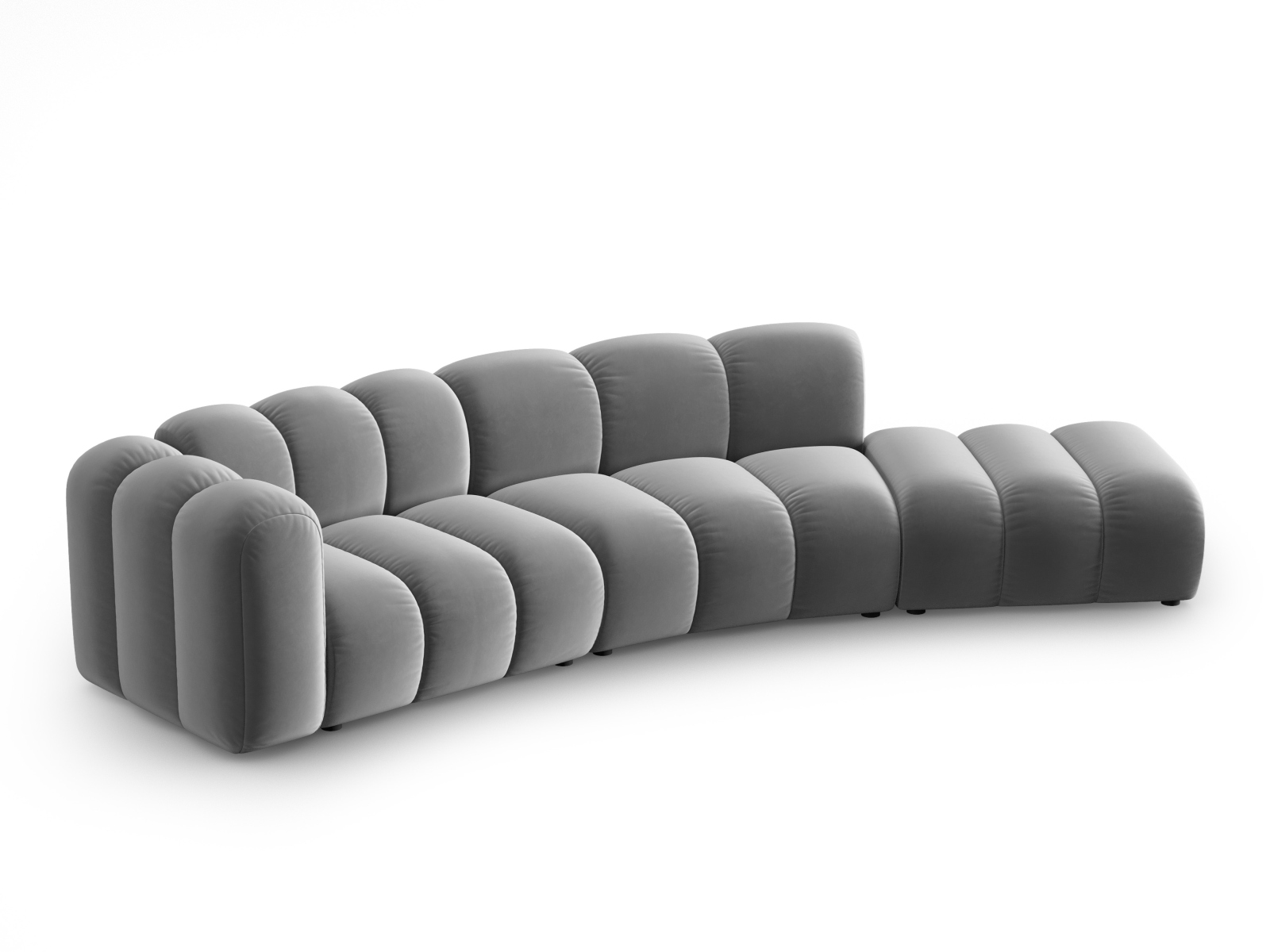 Micadoni Lupin Modul Sofa  Højre    Sæder Grå Fløjl Og Sort Plast
