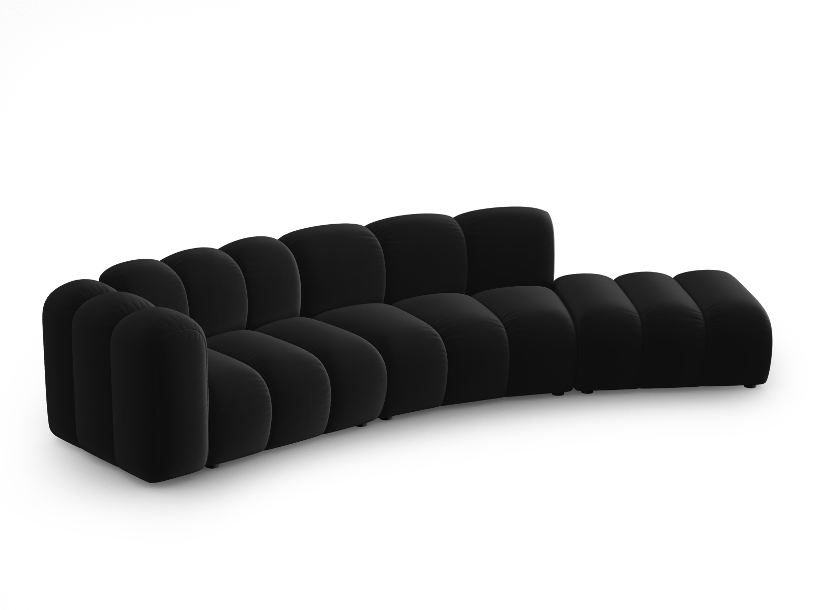 Micadoni Lupin Modul Sofa  Højre    Sæder Sort Fløjl Og Sort Plast