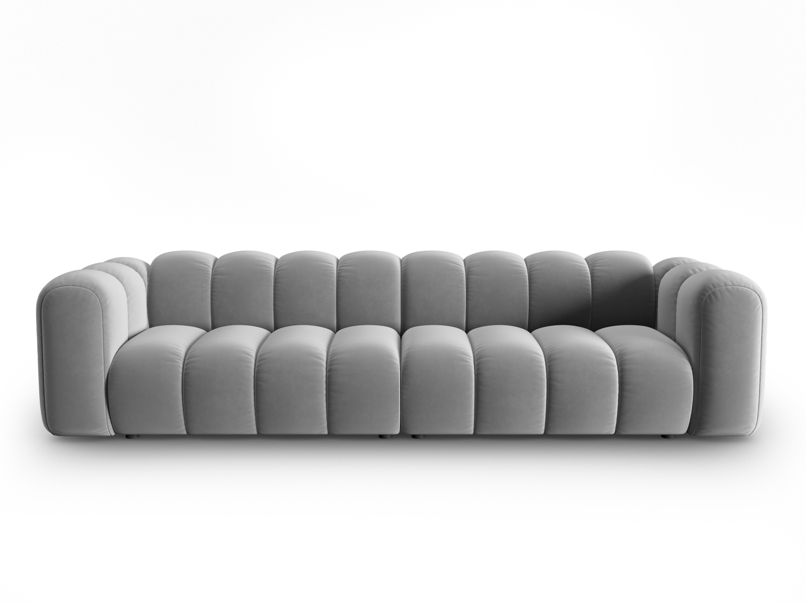 Micadoni Lupin Modul Sofa    Sæder Grå Fløjl Og Sort Plast