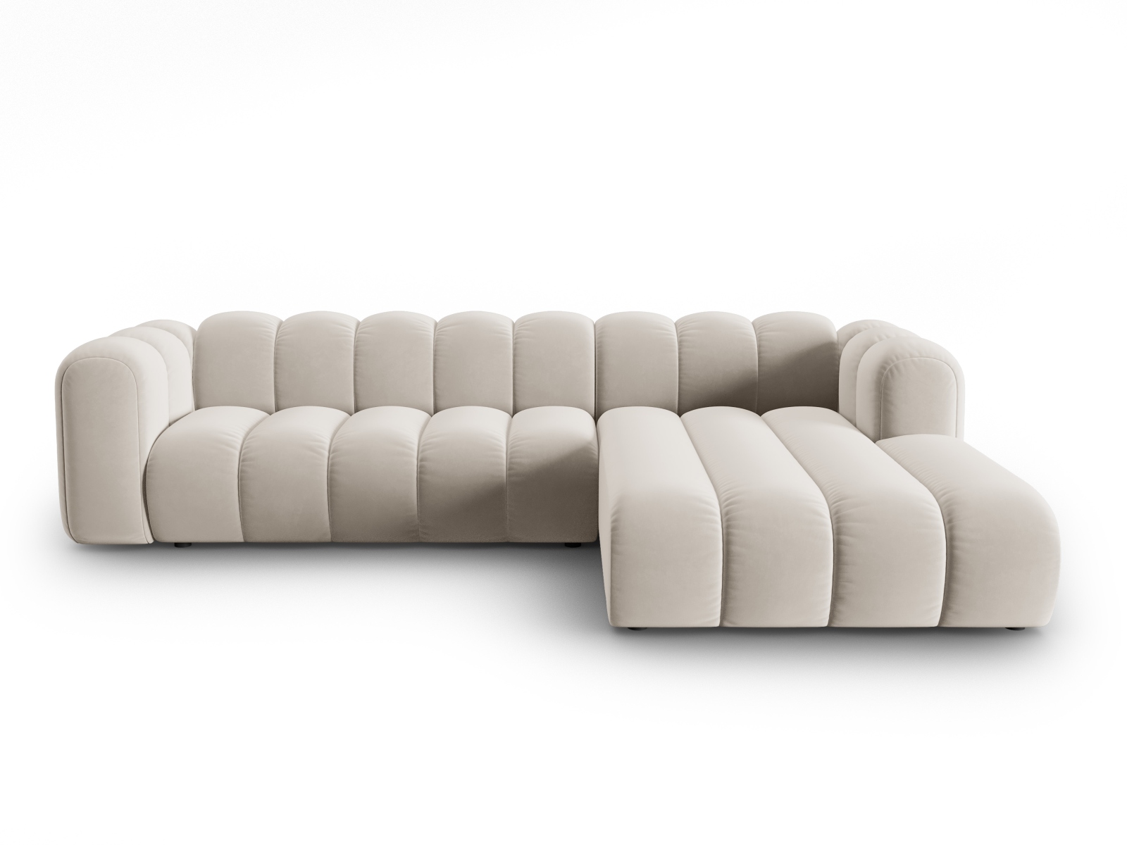 Micadoni Lupin Modular   Pers  Hjørnesofa  Højre Beige Fløjl Stof