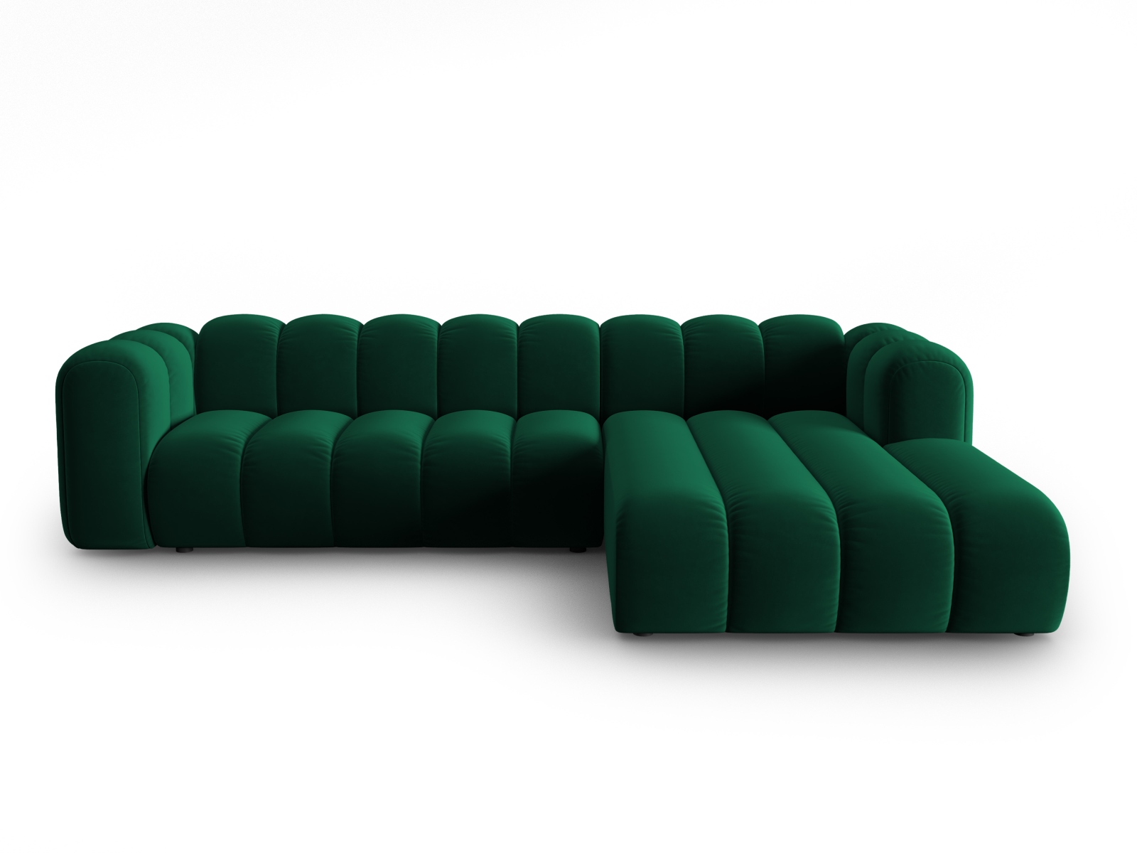 Micadoni Lupin Modular   Pers  Hjørnesofa  Højre Flaske Grøn Fløjl Stof