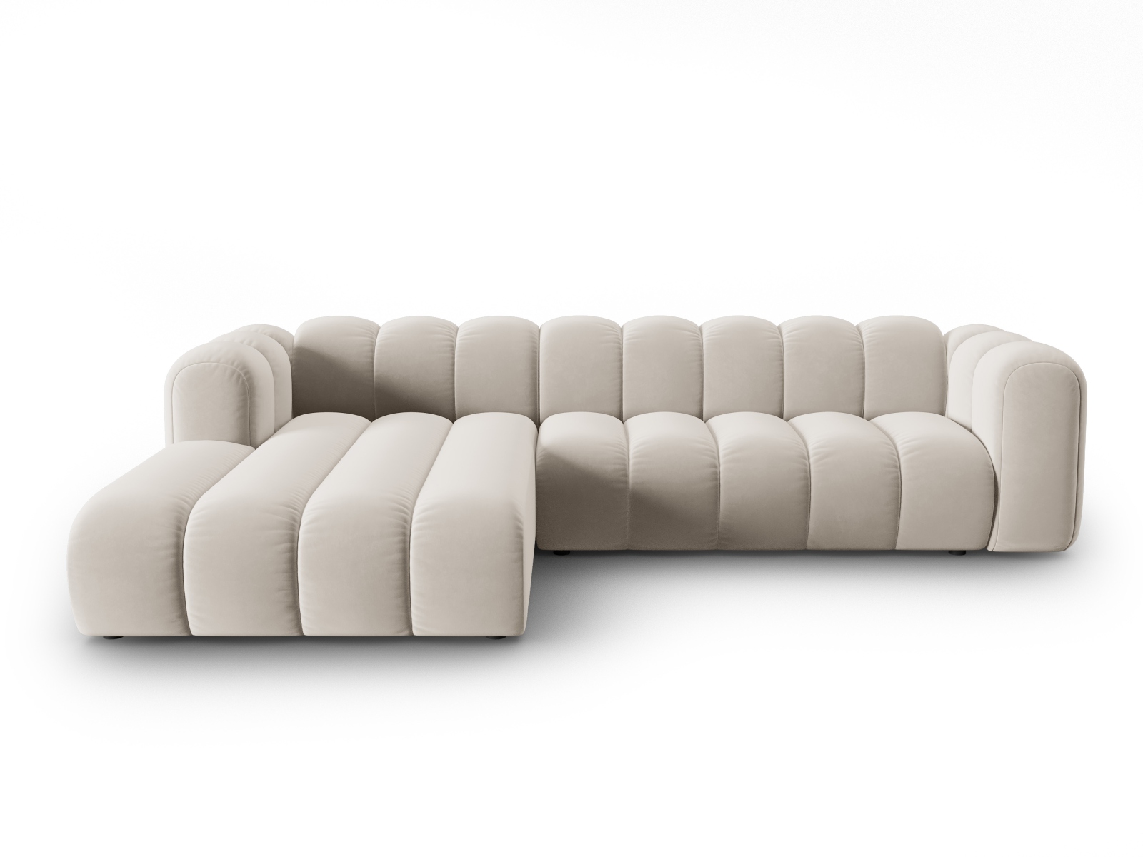 Micadoni Lupin Modular   Pers  Hjørnesofa  Venstre Beige Fløjl Stof