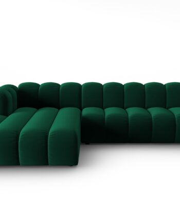 Micadoni Lupin Modular   Pers  Hjørnesofa  Venstre Flaskegrøn Fløjl Stof