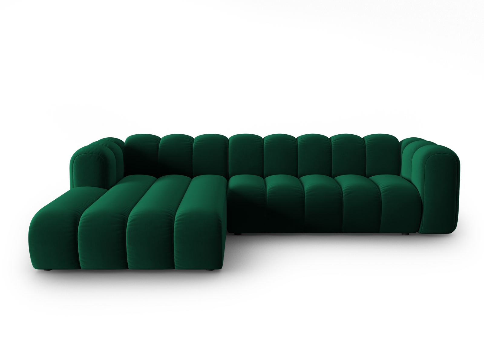 Micadoni Lupin Modular   Pers  Hjørnesofa  Venstre Flaskegrøn Fløjl Stof