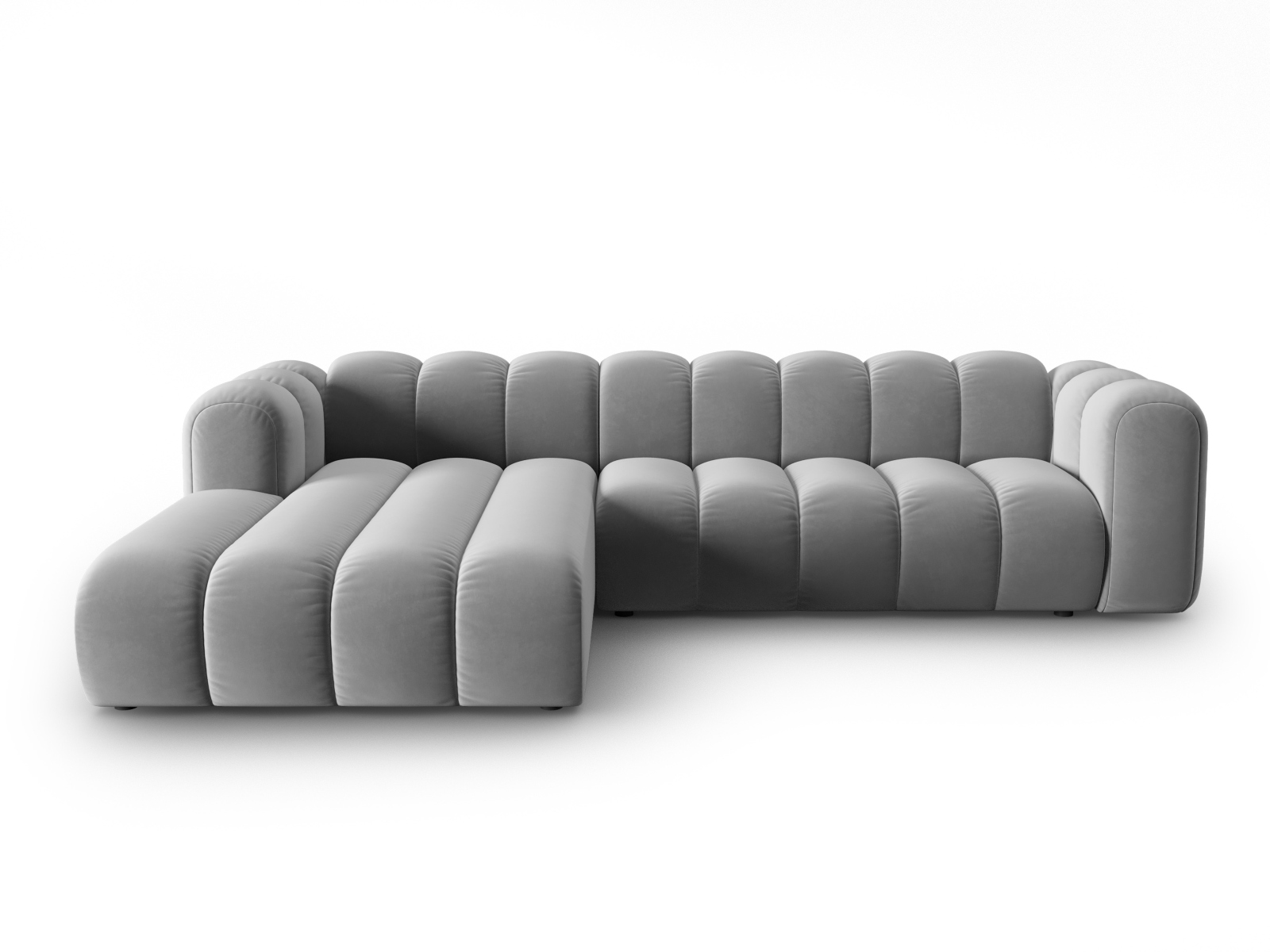 Micadoni Lupin Modular   Pers  Hjørnesofa  Venstre Grå Fløjl Stof