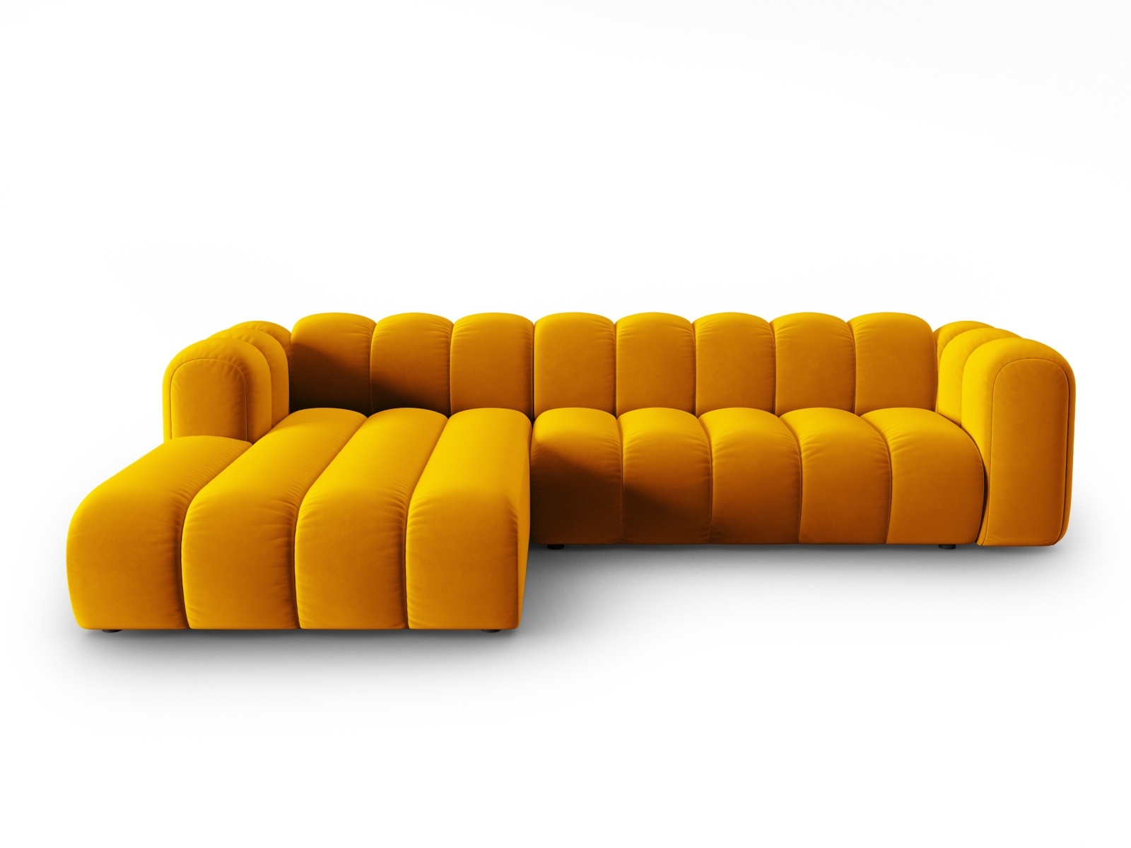 Micadoni Lupin Modular   Pers  Hjørnesofa  Venstre Gul Fløjl Stof