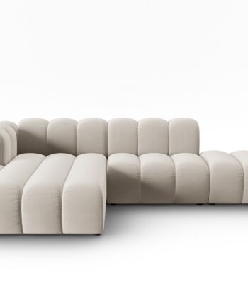 Micadoni Lupin Modular åben Hjørnesofa  Venstre    Sæder Beige Fløjl Og Sort Plast