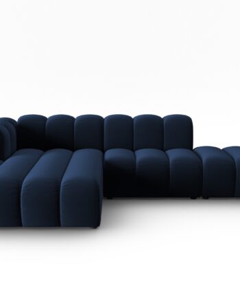 Micadoni Lupin Modular åben Hjørnesofa  Venstre    Sæder Blå Fløjl Og Sort Plast