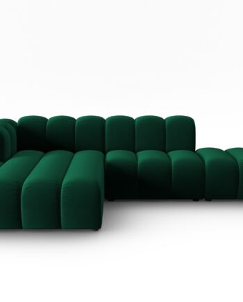 Micadoni Lupin Modular åben Hjørnesofa  Venstre    Sæder Grøn Fløjl Og Sort Plast