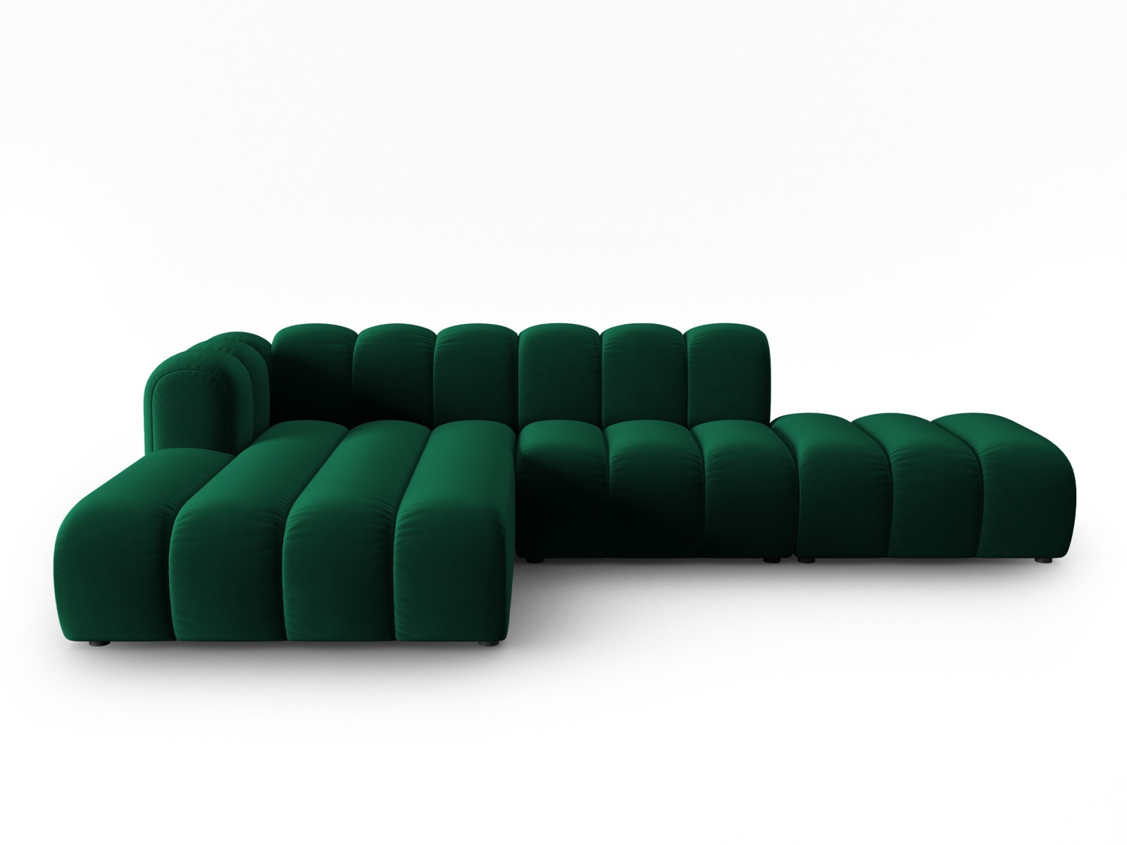 Micadoni Lupin Modular åben Hjørnesofa  Venstre    Sæder Grøn Fløjl Og Sort Plast