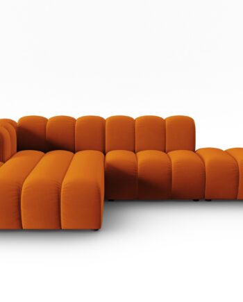 Micadoni Lupin Modular åben Hjørnesofa  Venstre    Sæder Orange Fløjl Og Sort Plast