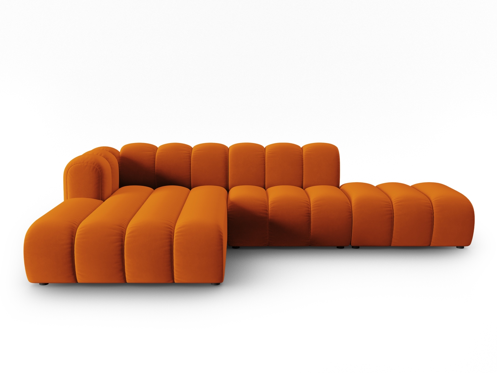 Micadoni Lupin Modular åben Hjørnesofa  Venstre    Sæder Orange Fløjl Og Sort Plast