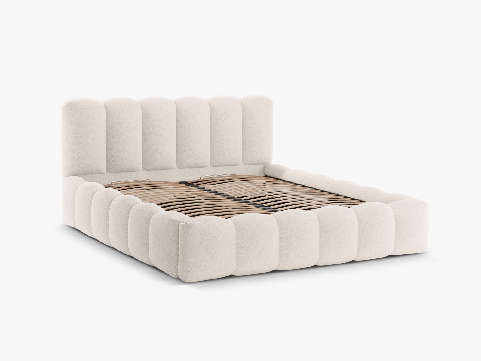 Micadoni Lupin Sengeramme     Sengegavl Og Opbevaring Lys Beige Struktur Stof  200x200