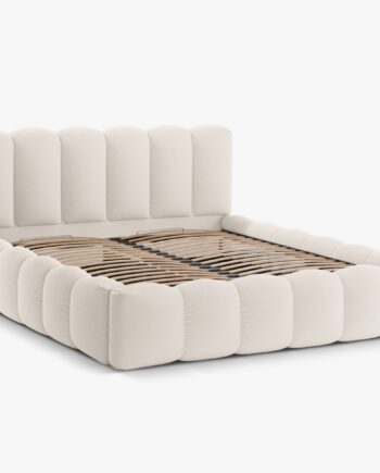 Micadoni  Lupin Sengeramme     Sengegavl Og Opbevaring Lys Beige Struktur Stof  140x200
