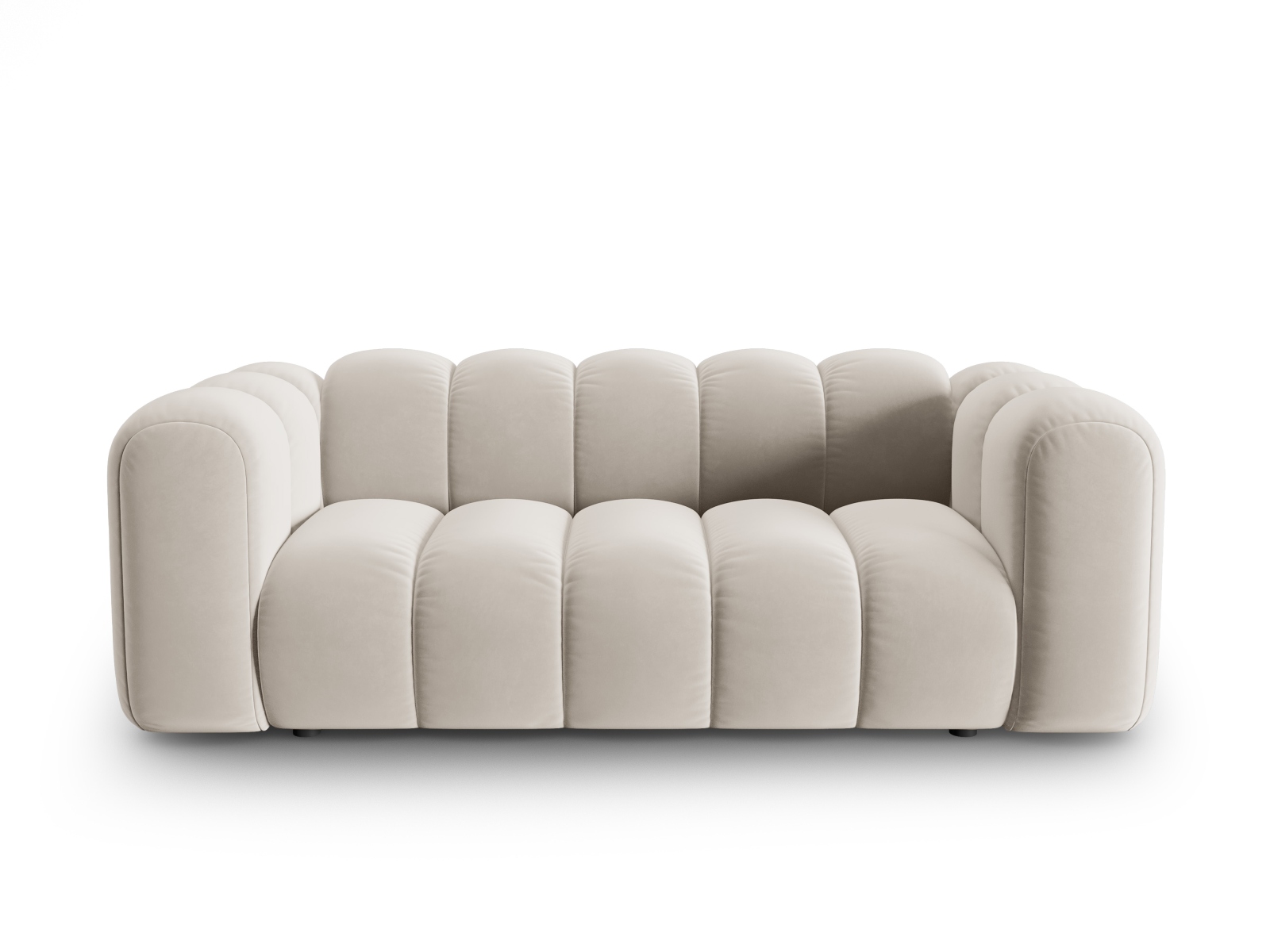 Micadoni Lupin Sofa    Sæder Beige Fløjl Og Sort Plast