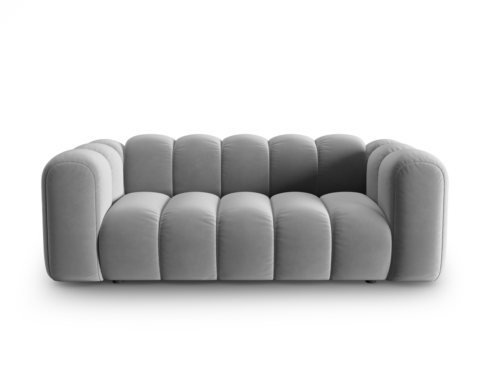 Micadoni Lupin Sofa    Sæder Grå Fløjl Og Sort Plast