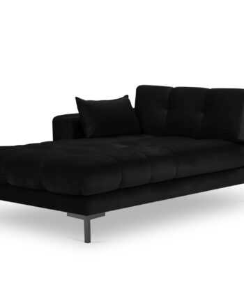Micadoni Mamaia Chaiselong  Venstre Antracitgrå Fløjl Og Sort Metal  185x102x75