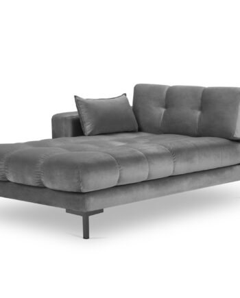 Micadoni Mamaia Chaiselong  Venstre Grå Fløjl Og Sort Metal  185x102x75