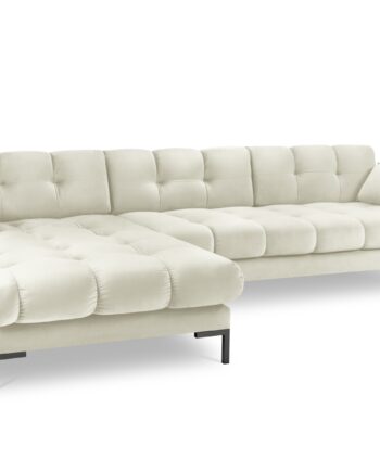Micadoni Mamaia Hjørnesofa  Venstre    Sæder Beige Fløjl Og Sort Metal