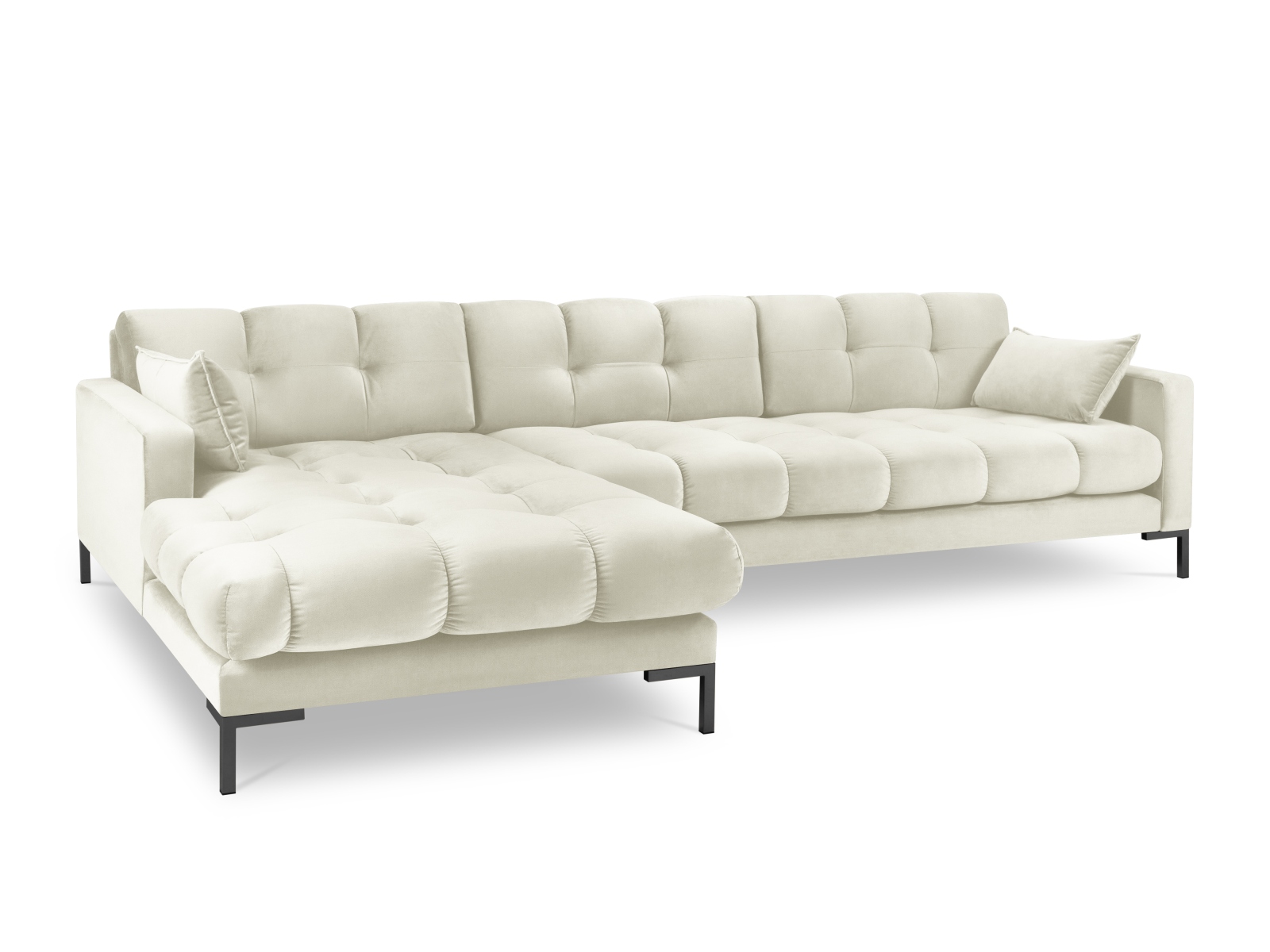 Micadoni Mamaia Hjørnesofa  Venstre    Sæder Beige Fløjl Og Sort Metal