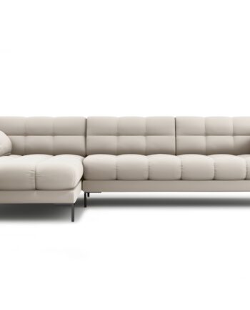 Micadoni Mamaia Hjørnesofa  Venstre    Sæder Beige Stof Og Sort Metal