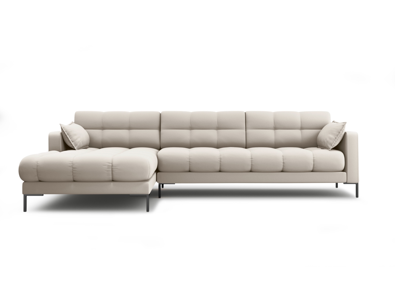 Micadoni Mamaia Hjørnesofa  Venstre    Sæder Beige Stof Og Sort Metal