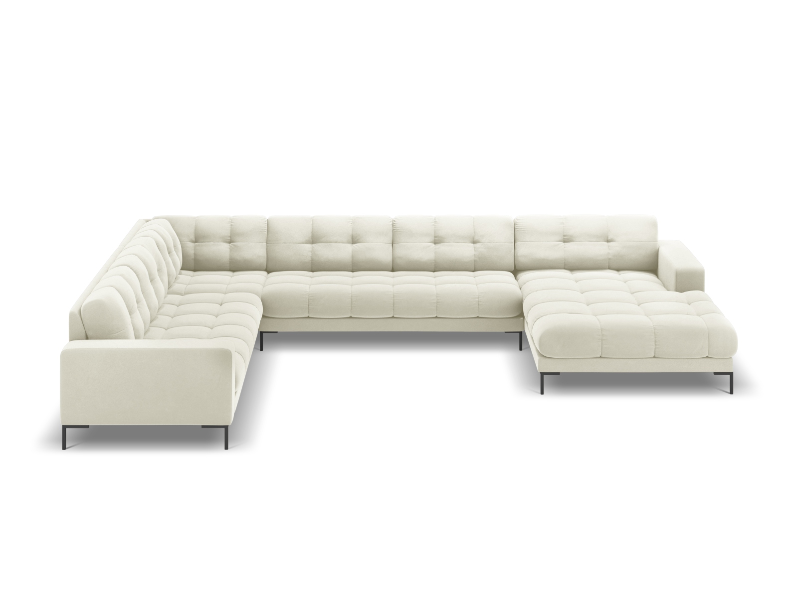 Micadoni Mamaia   Pers  Hjørnesofa  Venstre Lys Beige Fløjl Stof Og Sort Metal