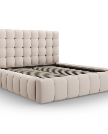 Micadoni Mamaia Sengeramme     Sengegavl Og Opbevaring Beige Struktur Stof  140x200