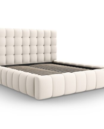 Micadoni Mamaia Sengeramme     Sengegavl Og Opbevaring Lys Beige Struktur Stof  160x200